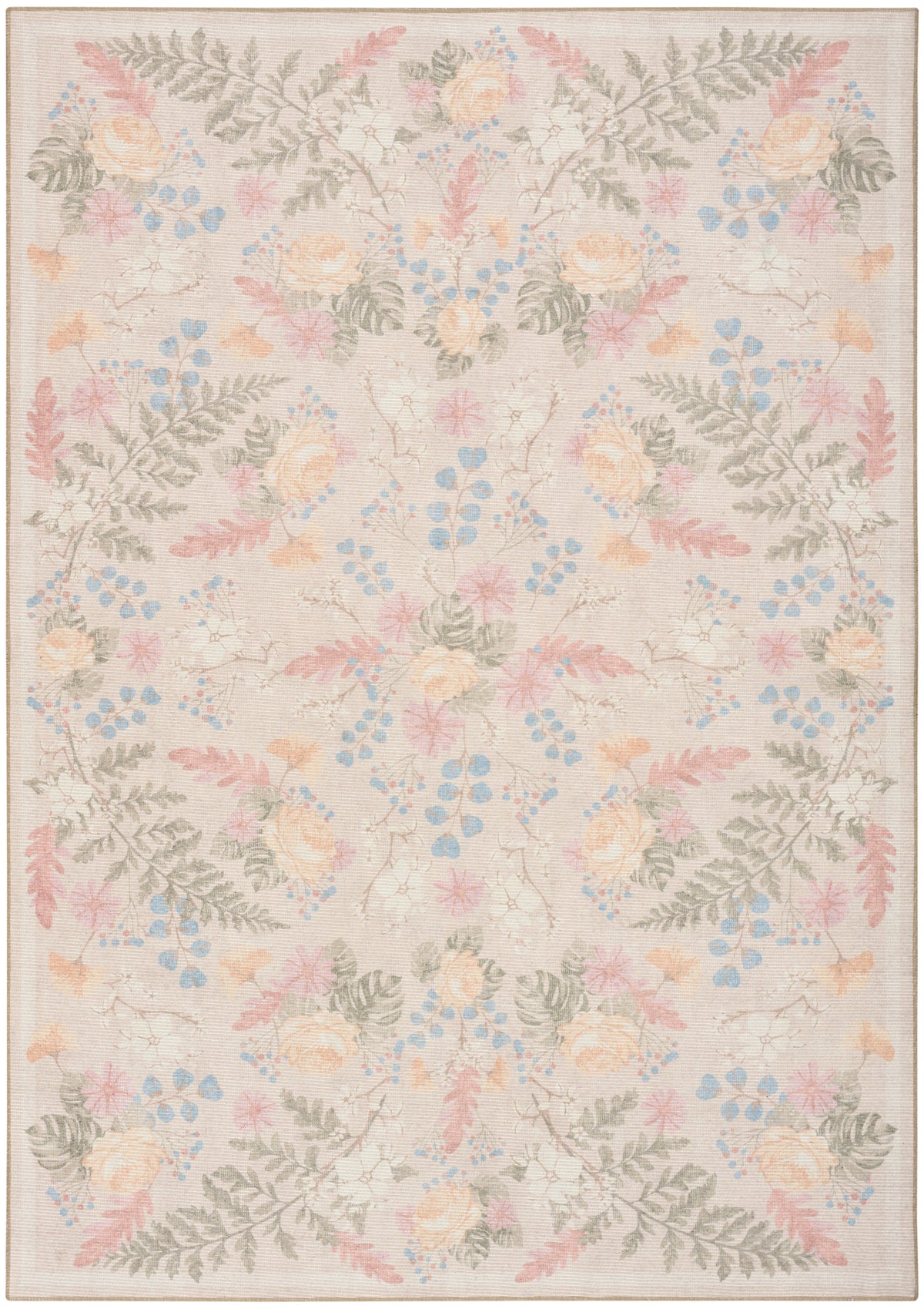 Nourison Home Botanical Washables  Beige Multicolor  Contemporary