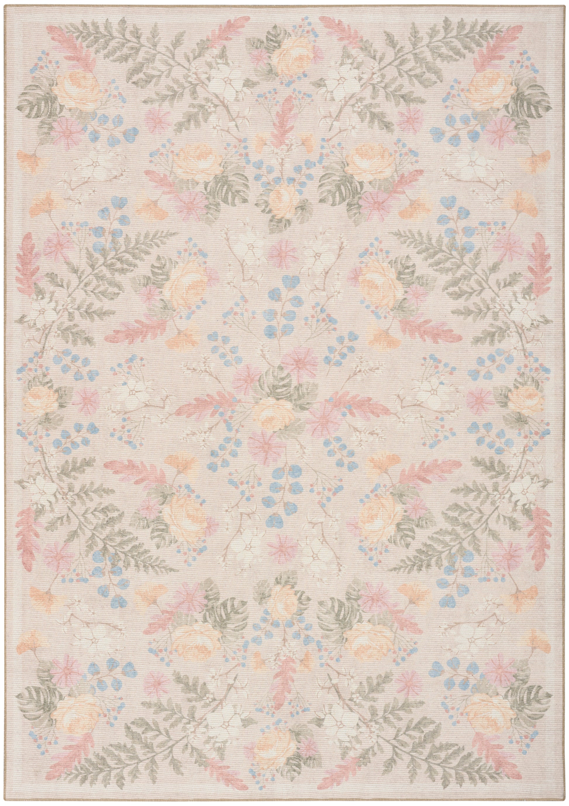 Nourison Home Botanical Washables  Beige Multicolor  Contemporary