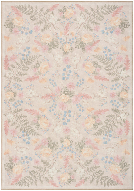Nourison Home Botanical Washables  Beige Multicolor  Contemporary