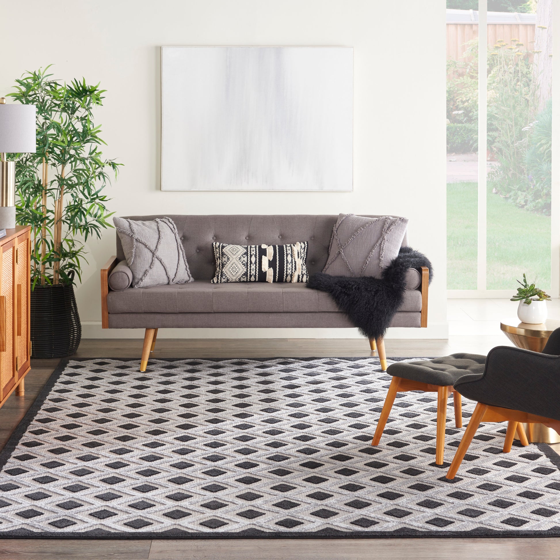 Nourison Home Aloha  Black White  Contemporary