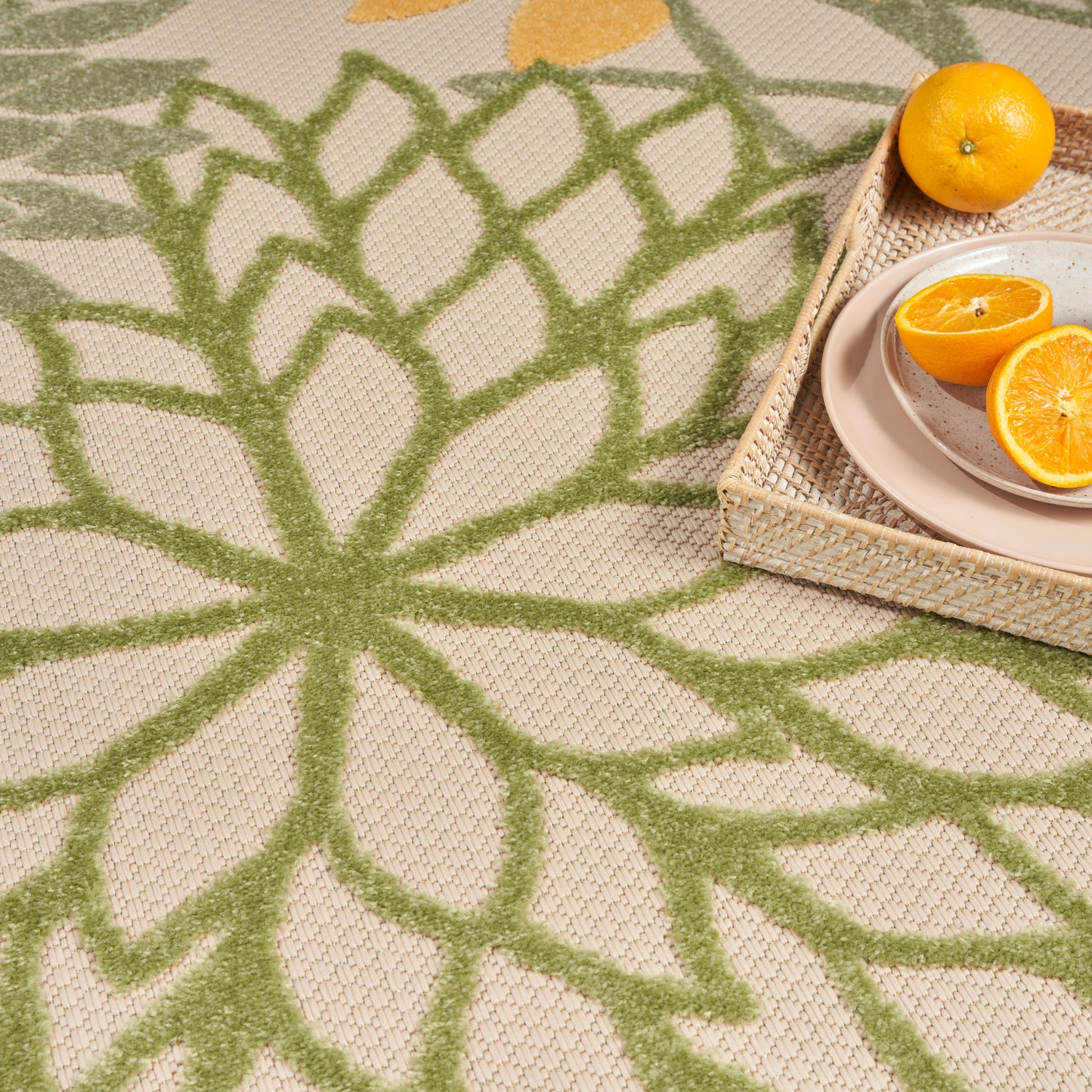 Nourison Home Aloha  Green Multicolor  Contemporary