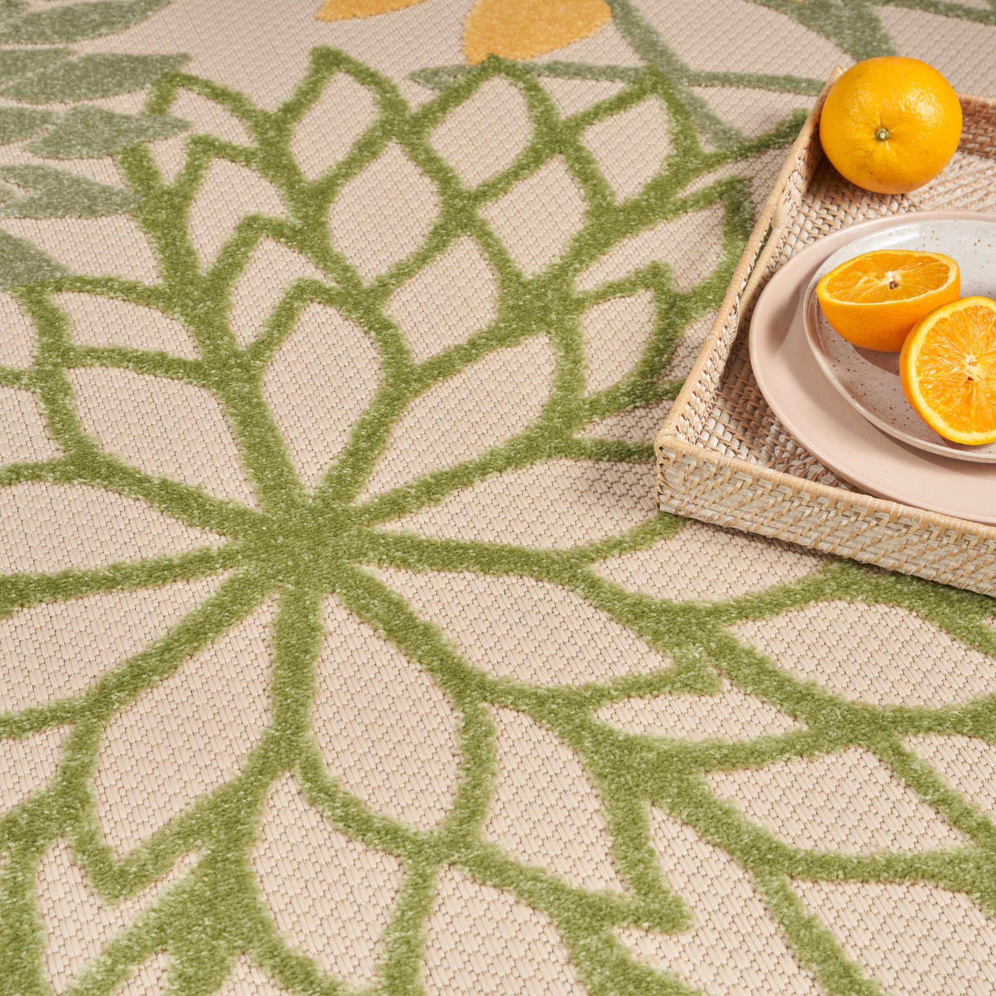 Nourison Home Aloha  Green Multicolor  Contemporary