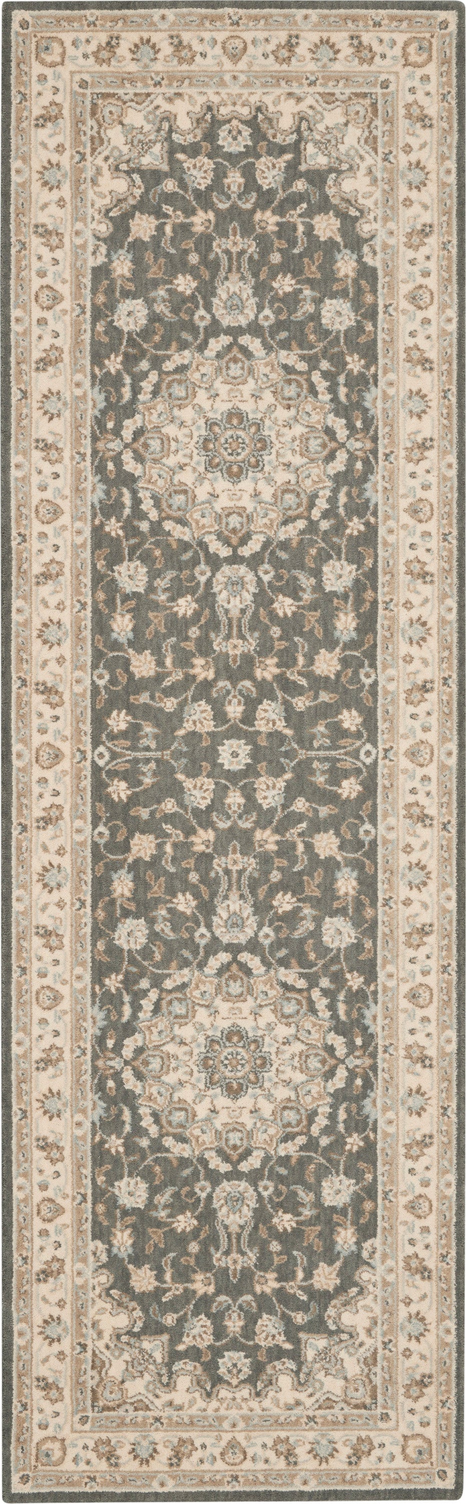 Nourison Home Living Treasures LI15 Grey Ivory Traditional Loom-woven Rug