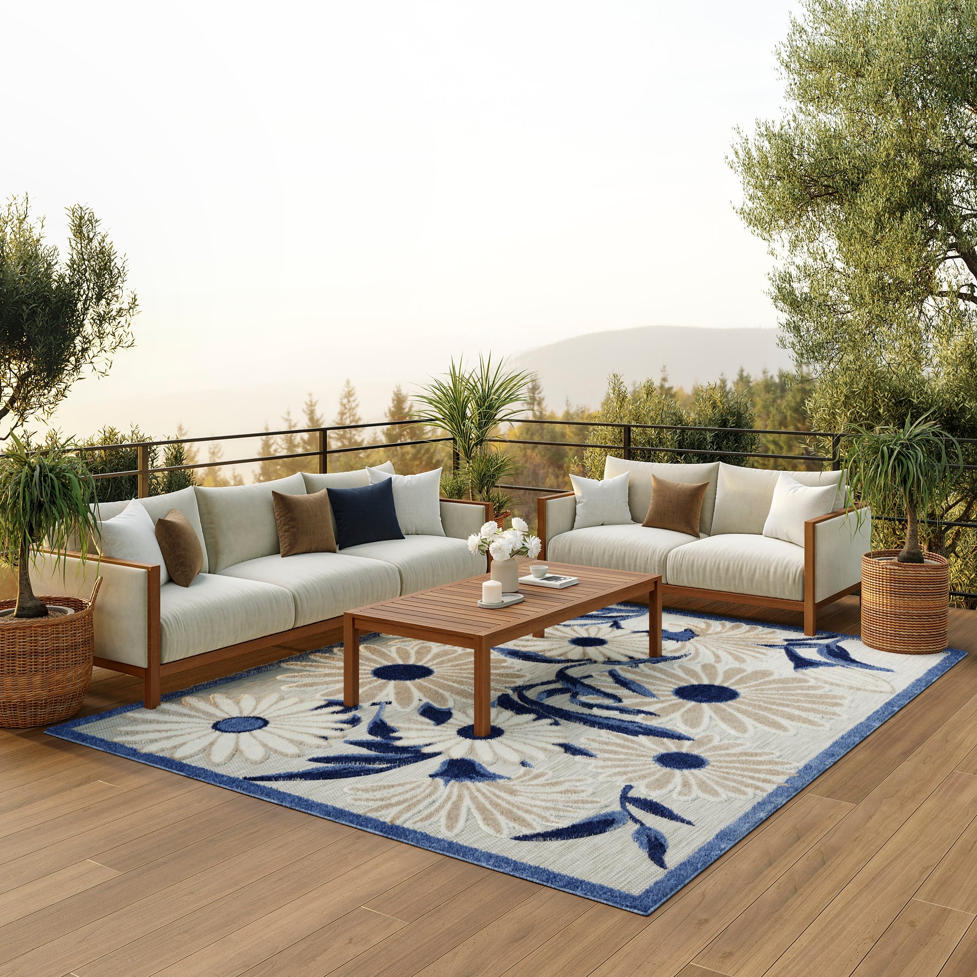 Nourison Home Aloha  Blue Grey  Contemporary