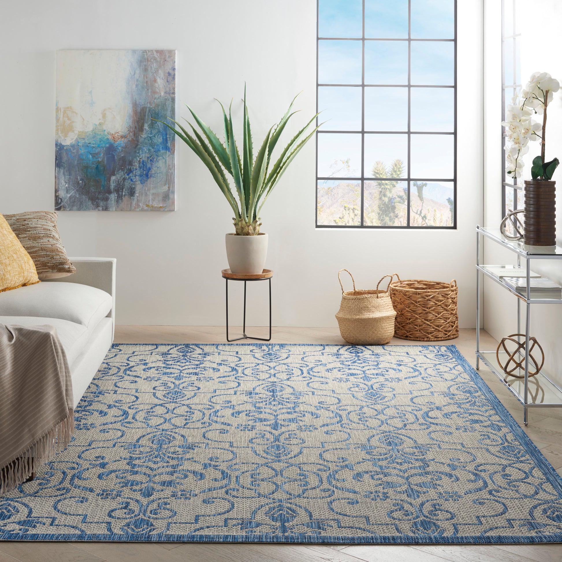 Nourison Home Country Side  Ivory Blue  Transitional