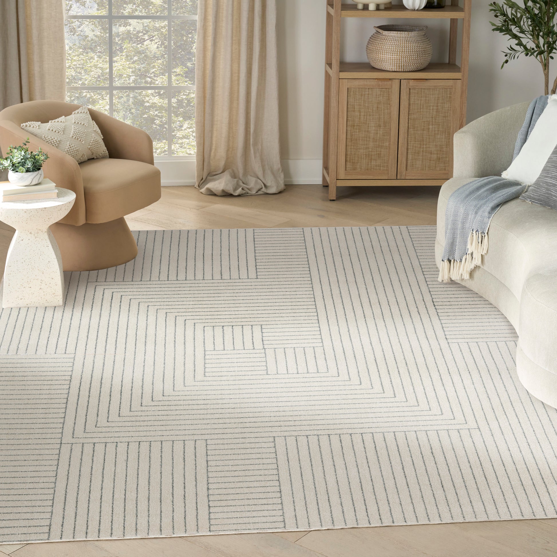 Nourison Home Washable Decor  Cream Blue  Contemporary