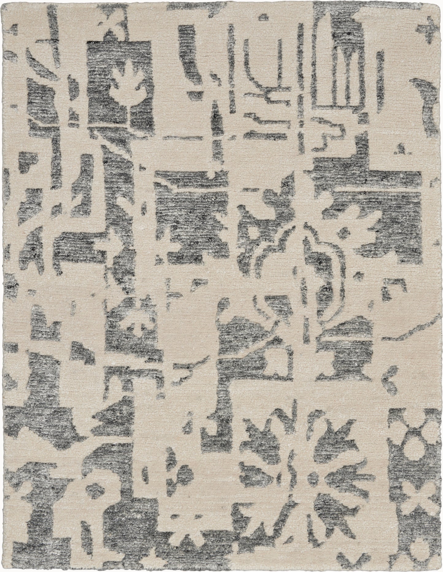 Nourison Home Silk Shadows SHA19 Ivory Grey Transitional Hand Knotted Rug