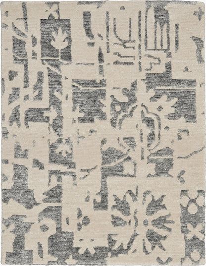 Nourison Home Silk Shadows SHA19 Ivory Grey Transitional Hand Knotted Rug