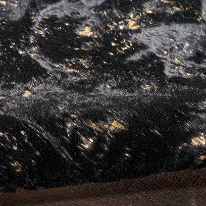 Nourison Home Cozy Shimmer  Black Gold  Contemporary