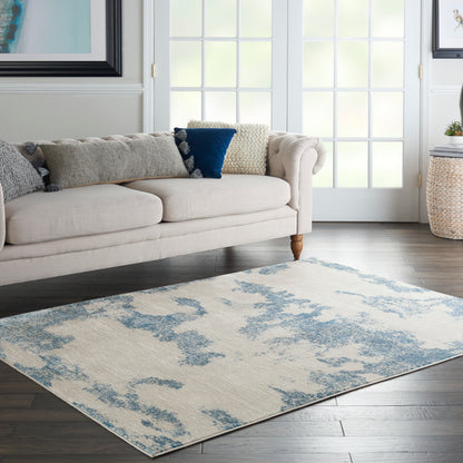 Nourison Home Etchings  Ivory Light Blue  Contemporary