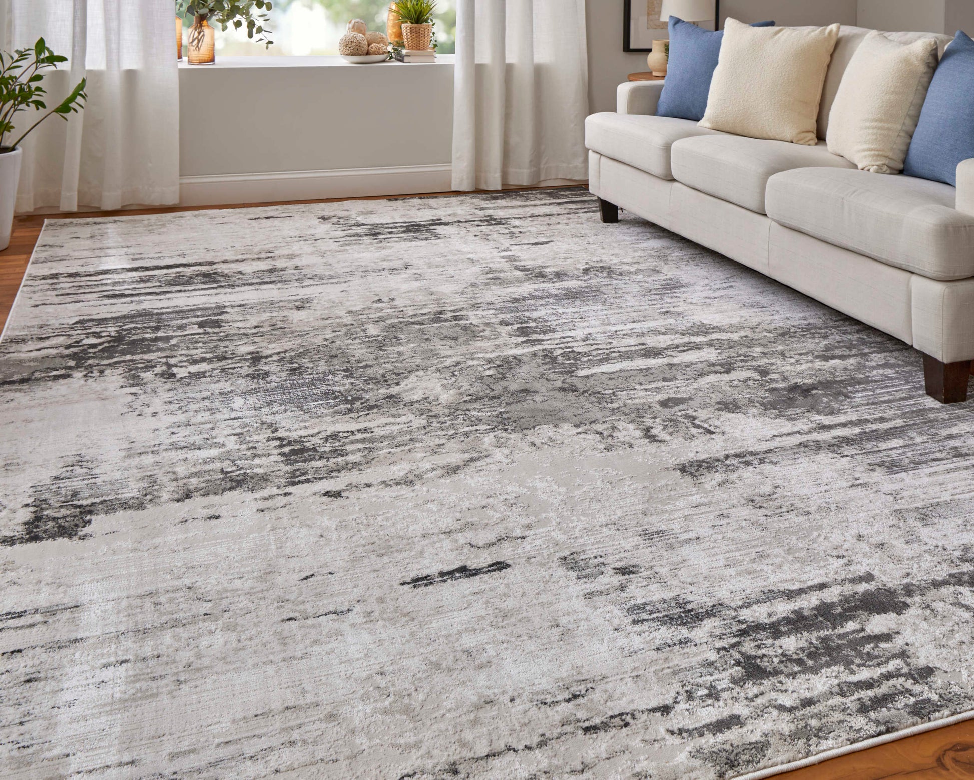 Feizy Prasad 39N9F Ivory Charcoal Modern/Bohemian & Eclectic/Ind Rug - Rugs - Feizy - Atlanta Designer Rugs