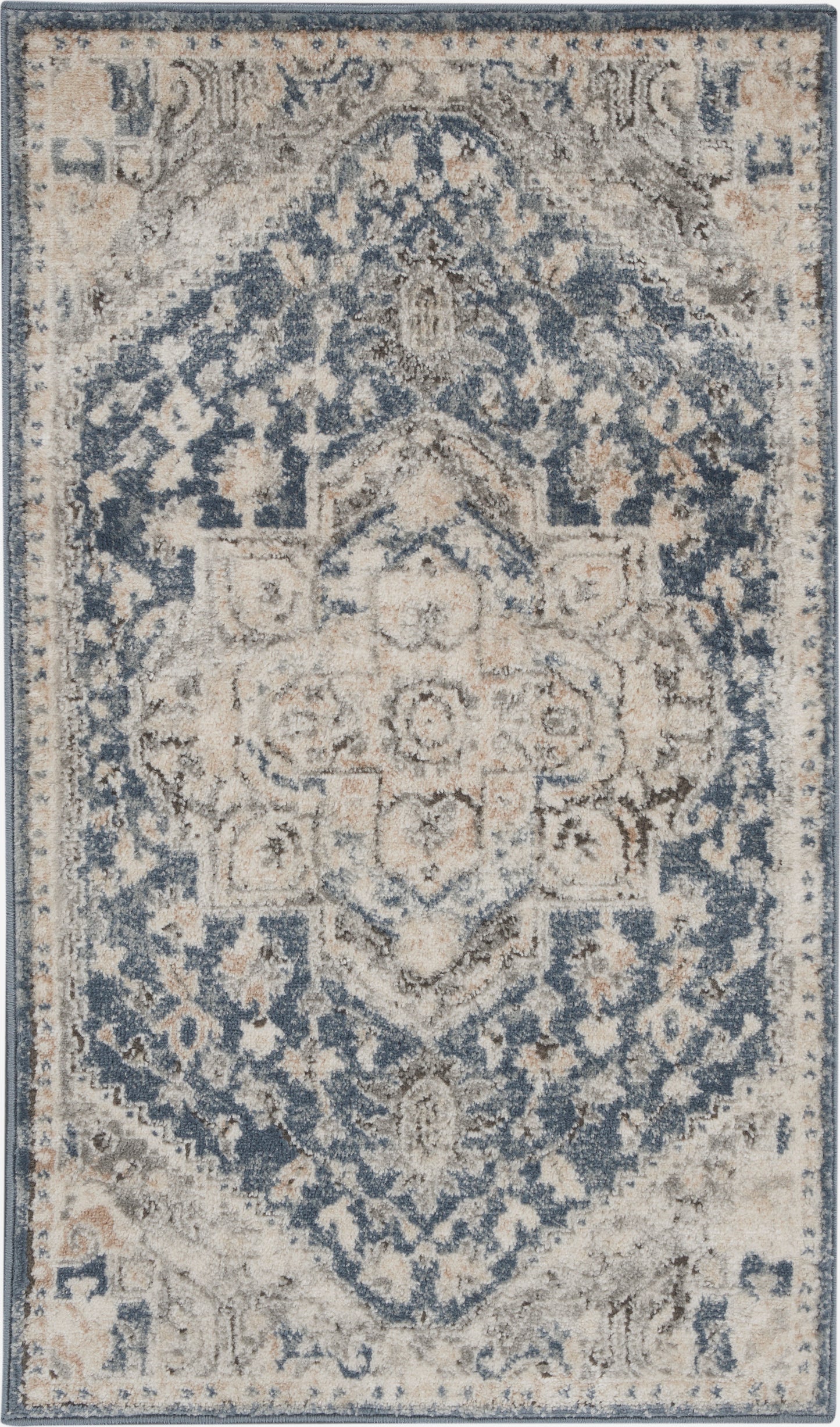 Nourison Home Quarry QUA08 Ivory Blue Traditional Power-loomed Rugs