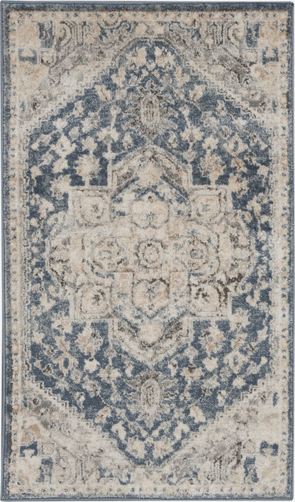 Nourison Home Quarry QUA08 Ivory Blue Traditional Power-loomed Rugs
