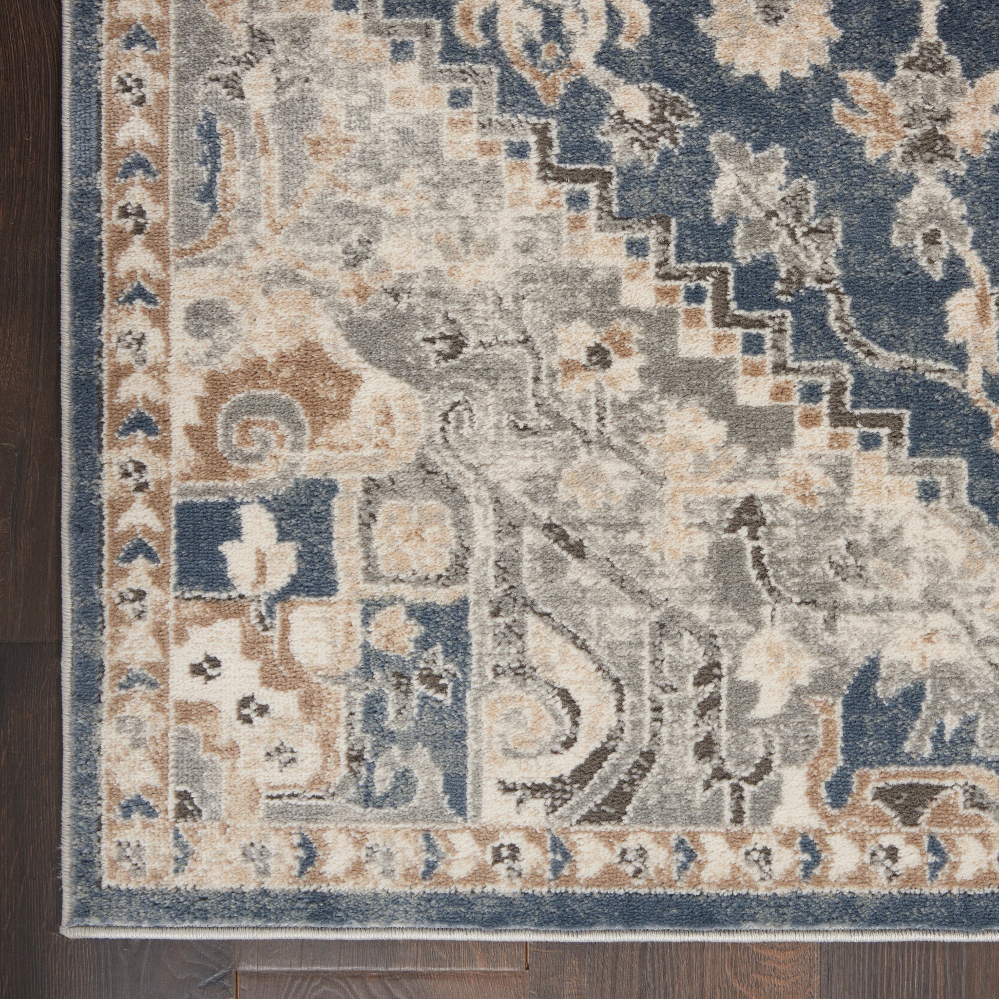 Nourison Home Quarry  Ivory Blue  Traditional