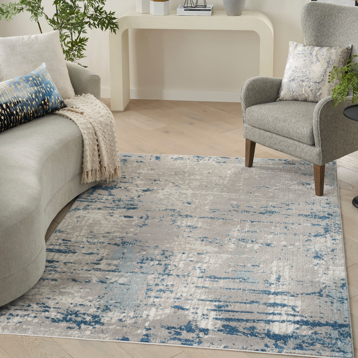 Nourison Home Quarry  Ivory Grey Blue  Contemporary
