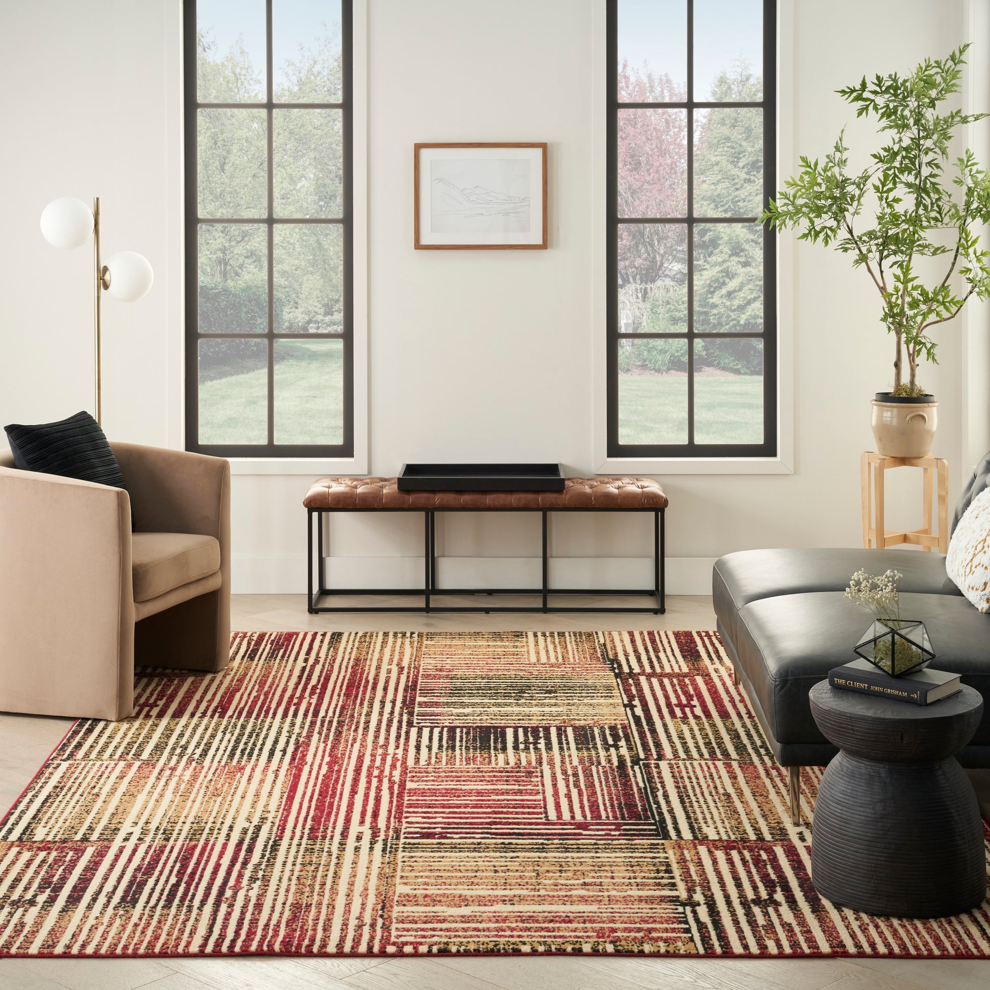 Nourison Home Grafix  Brick Multicolor  Contemporary