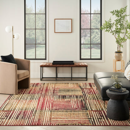 Nourison Home Grafix  Brick Multicolor  Contemporary