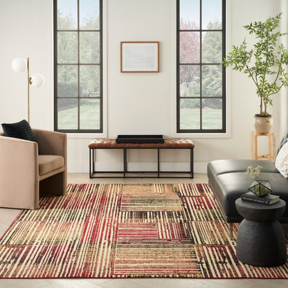 Nourison Home Grafix  Brick Multicolor  Contemporary