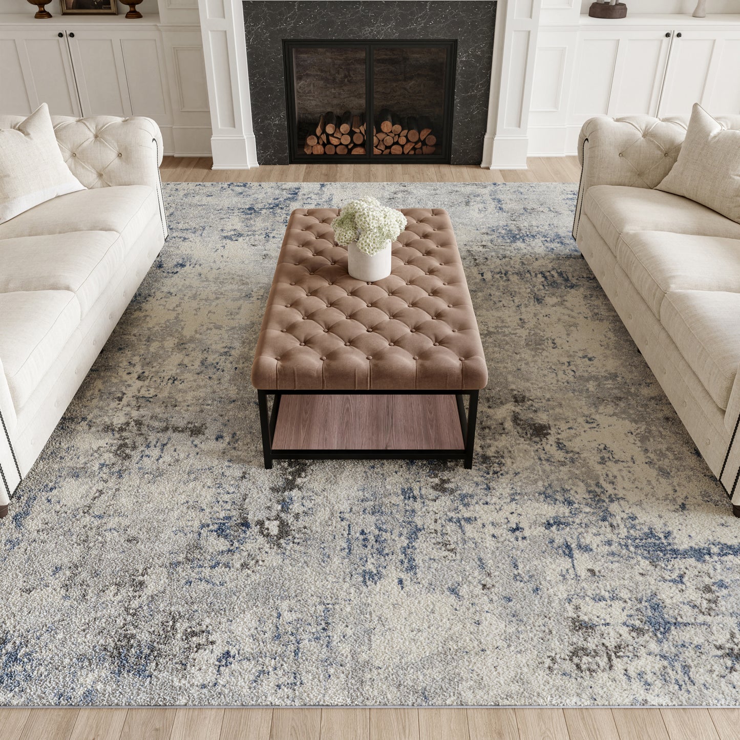 Nourison Home Rustic Textures  Ivory Grey Blue  Contemporary