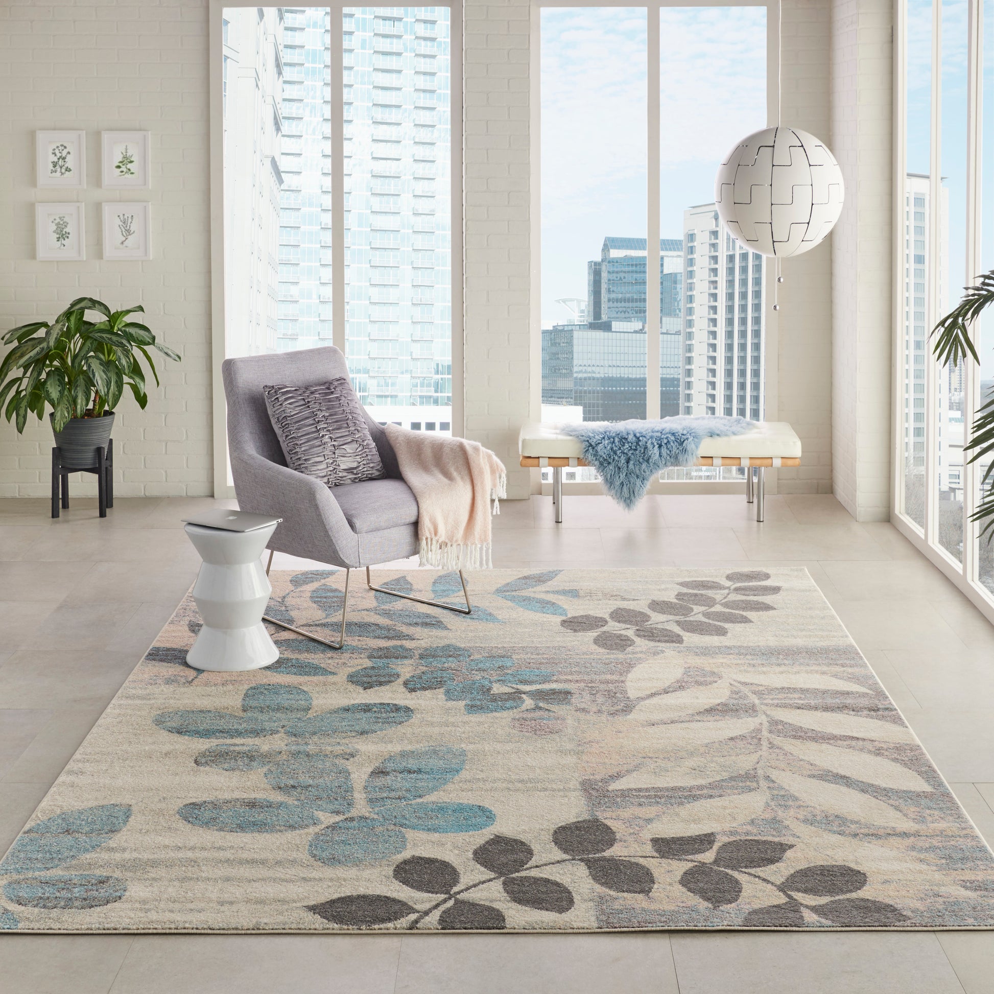 Nourison Home Tranquil  Ivory Light Blue  Contemporary