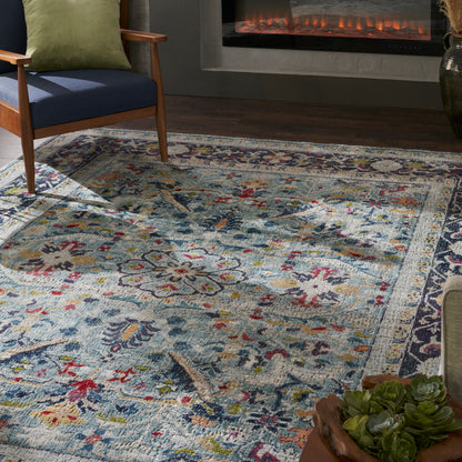 Nourison Home Ankara Global  Teal Multicolor  Traditional