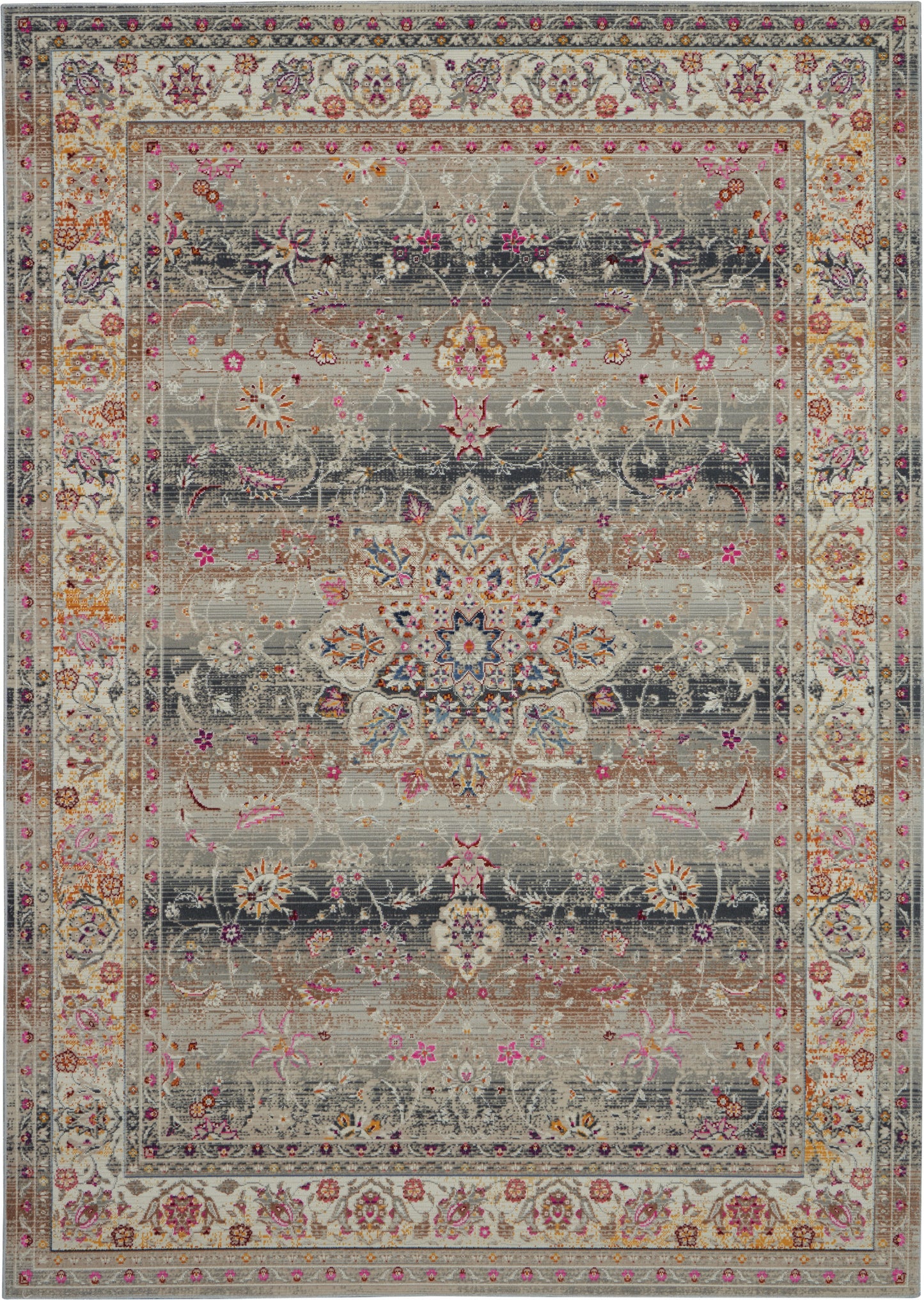 Nourison Home Vintage Kashan VKA01 Grey Traditional Power-loomed Rug
