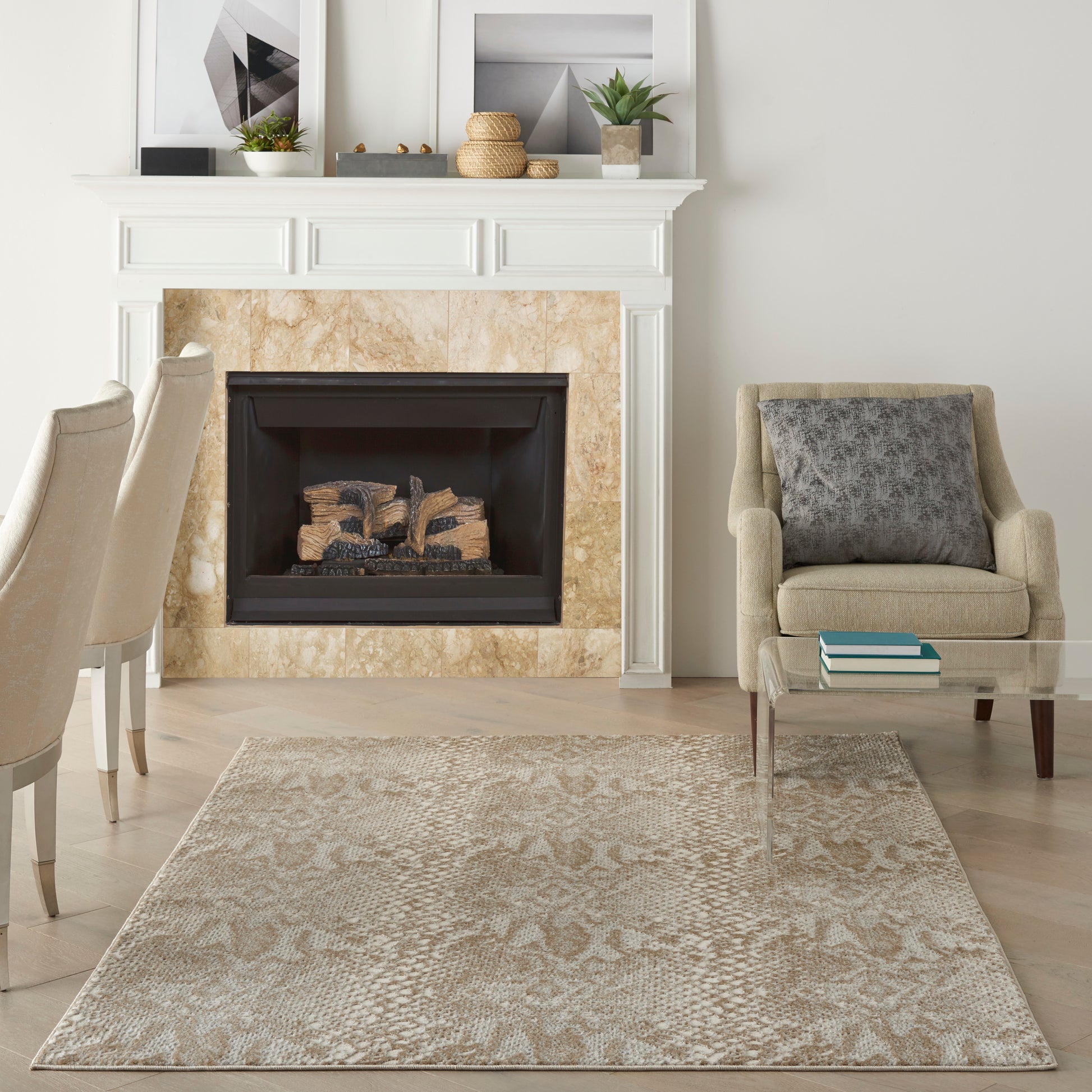 Nourison Home Solace  Ivory Beige  Contemporary