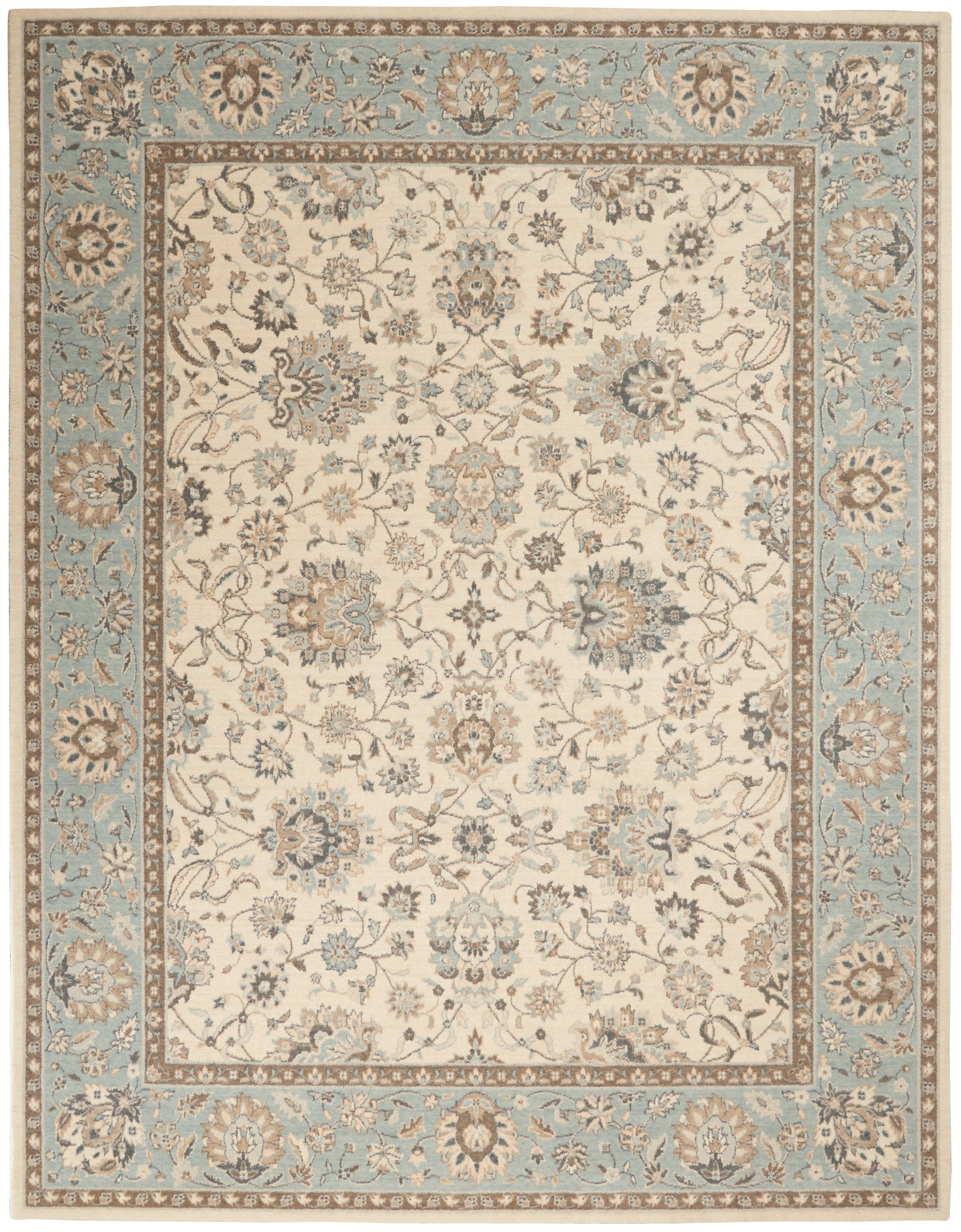 Nourison Home Living Treasures  Ivory Aqua  Traditional