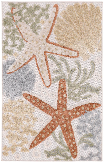 Nourison Home Aloha ALH24 Ivory Multicolor Contemporary Power-loomed Rugs
