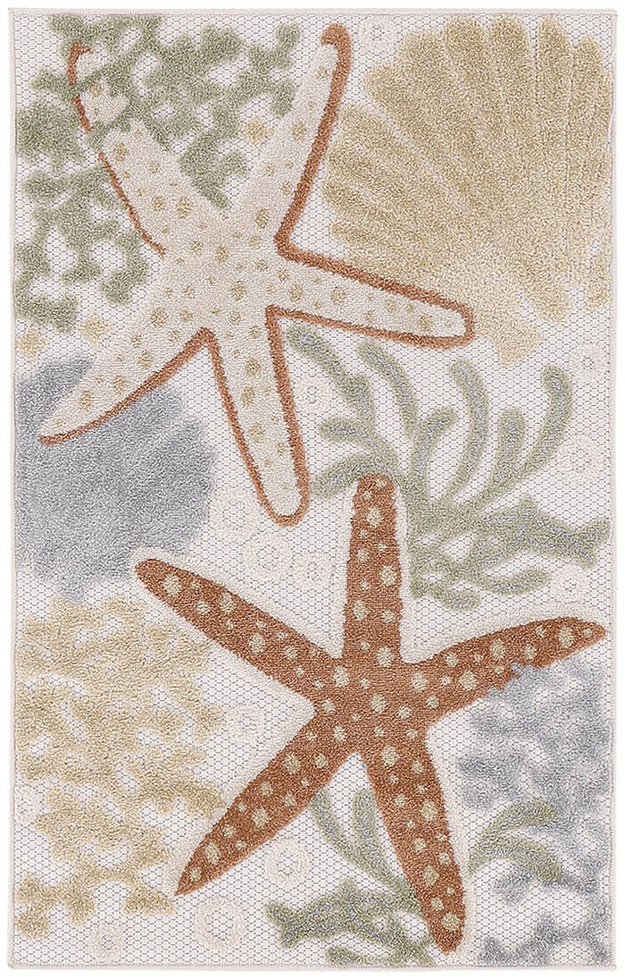 Nourison Home Aloha ALH24 Ivory Multicolor Contemporary Power-loomed Rugs