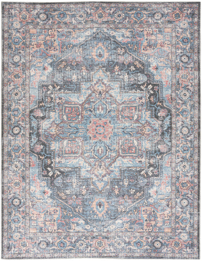 Nourison Home New Concept Washables SR101 Light Blue Multicolr Traditional Machine Woven Rug
