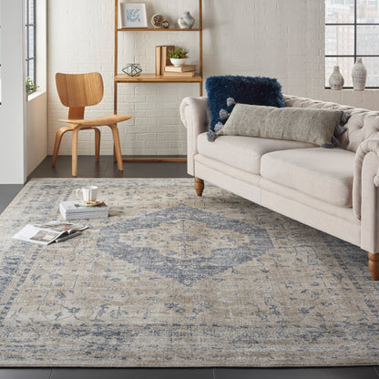 Nourison Home Malta  Ivory Blue  Traditional
