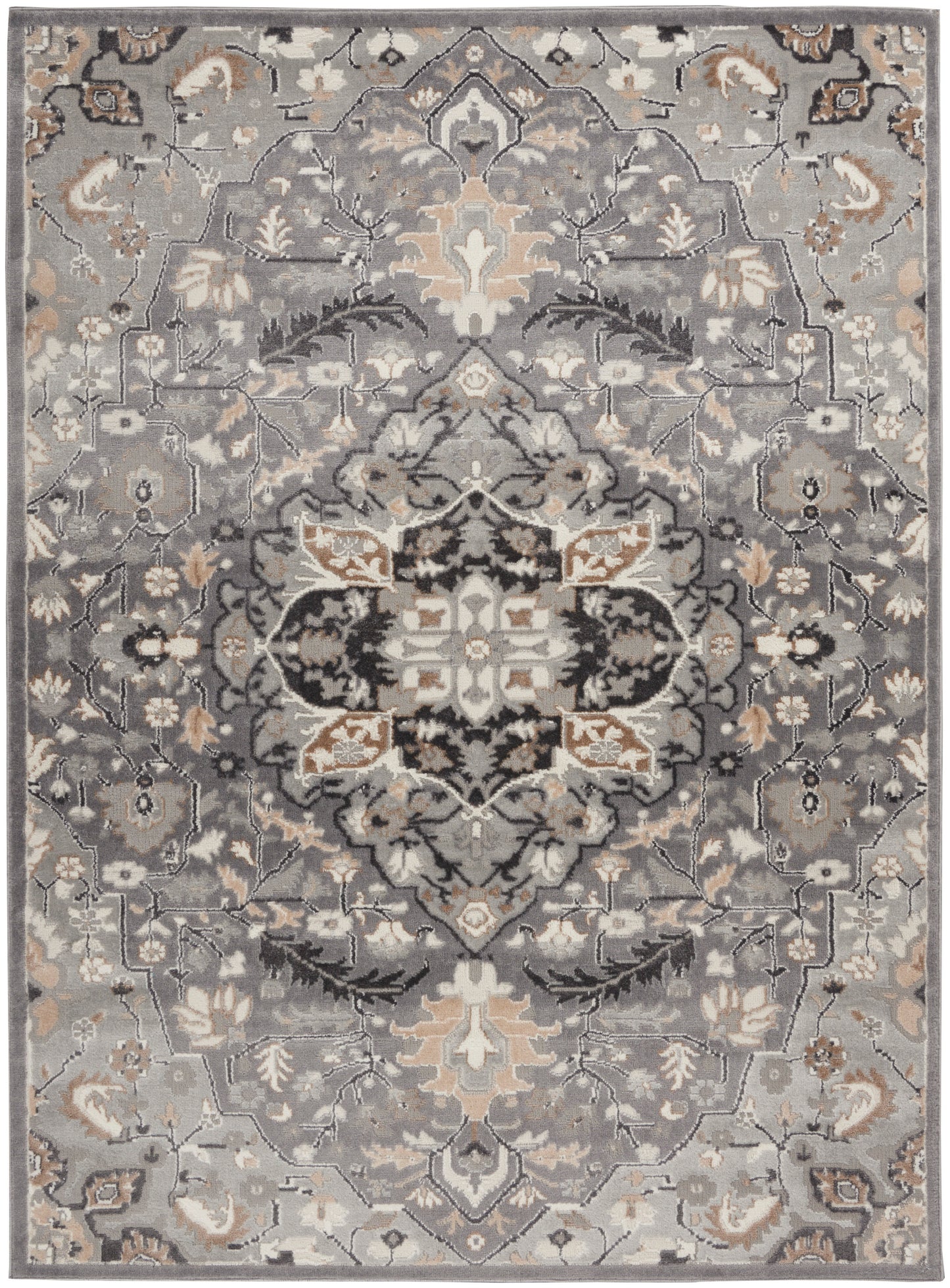 Nourison Home Elation ETN09 Grey Traditional Power-loomed Rug