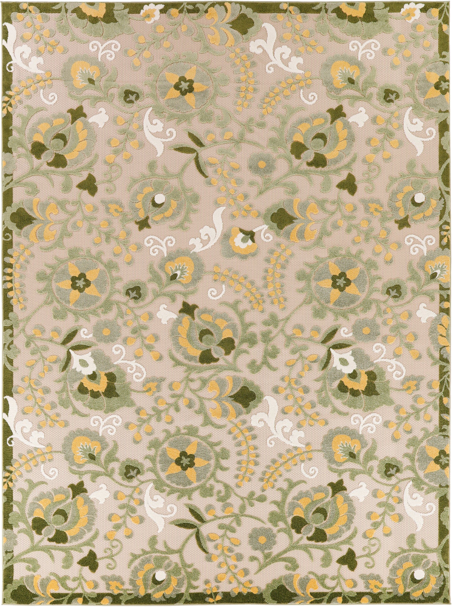 Nourison Home Aloha  Ivory Green  Contemporary