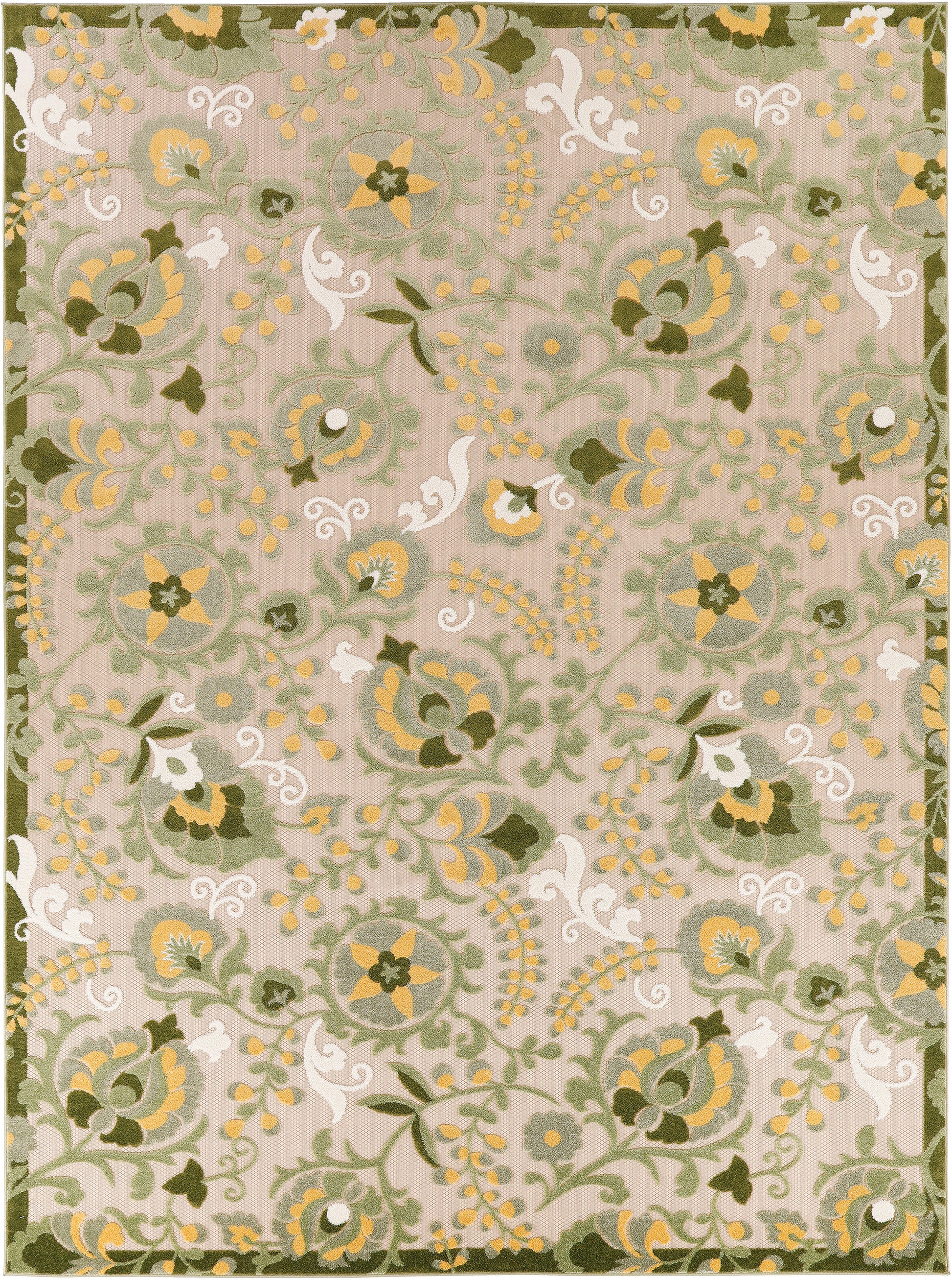 Nourison Home Aloha  Ivory Green  Contemporary