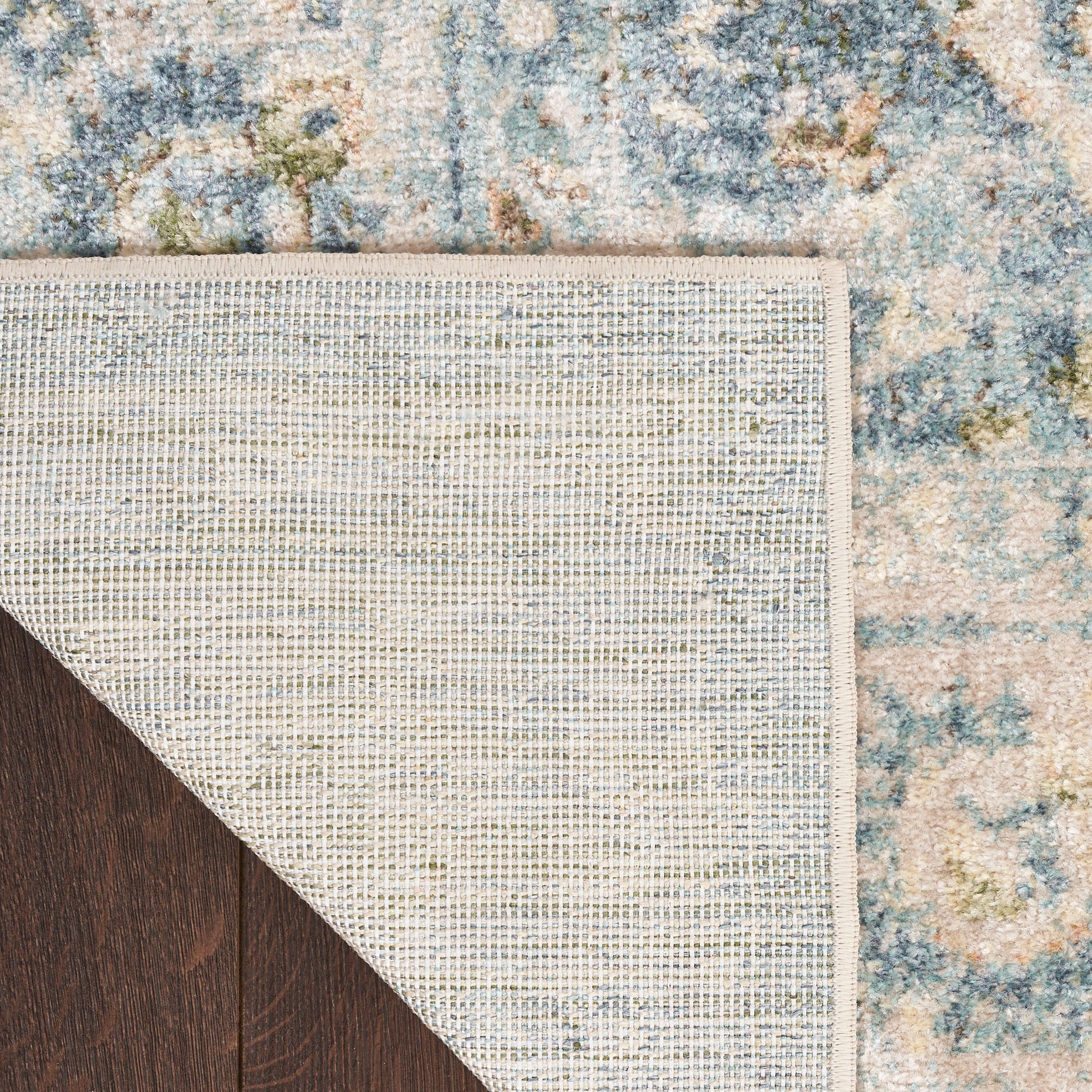 Nourison Home Astra Machine Washable  Teal Beige  Traditional