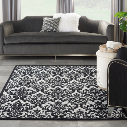 Nourison Home Damask  Black White  Traditional