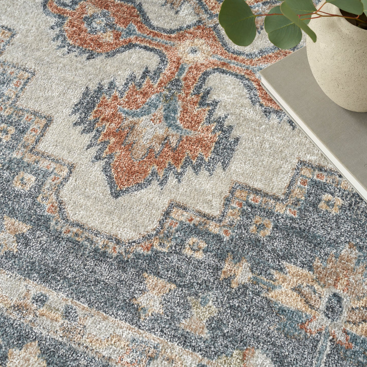 Nourison Home Astra Machine Washable  Grey Gold  Traditional