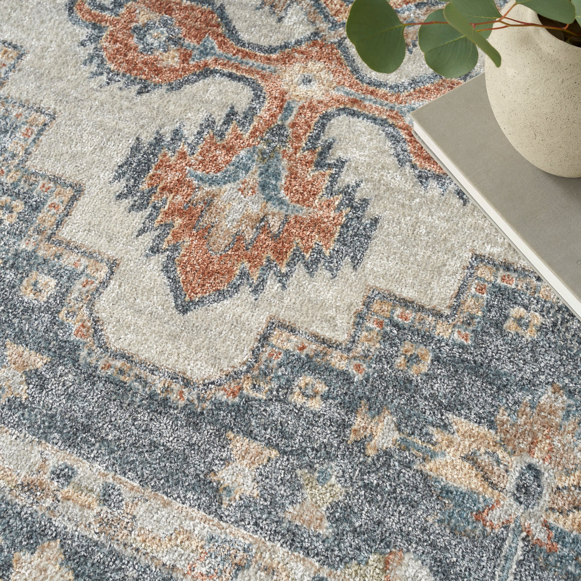 Nourison Home Astra Machine Washable  Grey Gold  Traditional