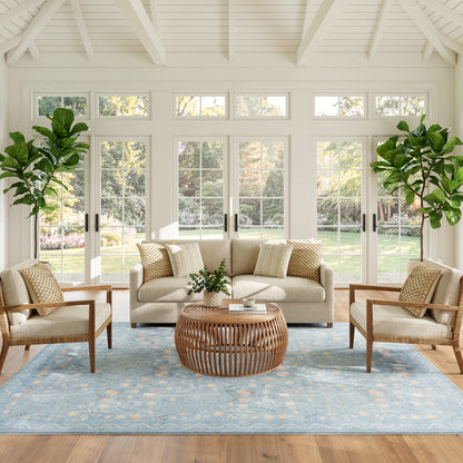 Nourison Home Botanical Washables  Light Blue Multicolor  Contemporary