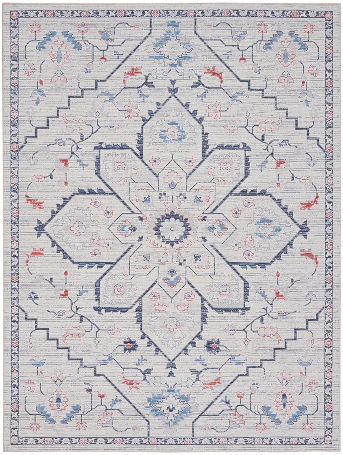 Nourison Home New Concept Washables SR110 Ivory Blue Contemporary Machine Woven Rug