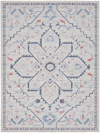 Nourison Home New Concept Washables SR110 Ivory Blue Contemporary Machine Woven Rug