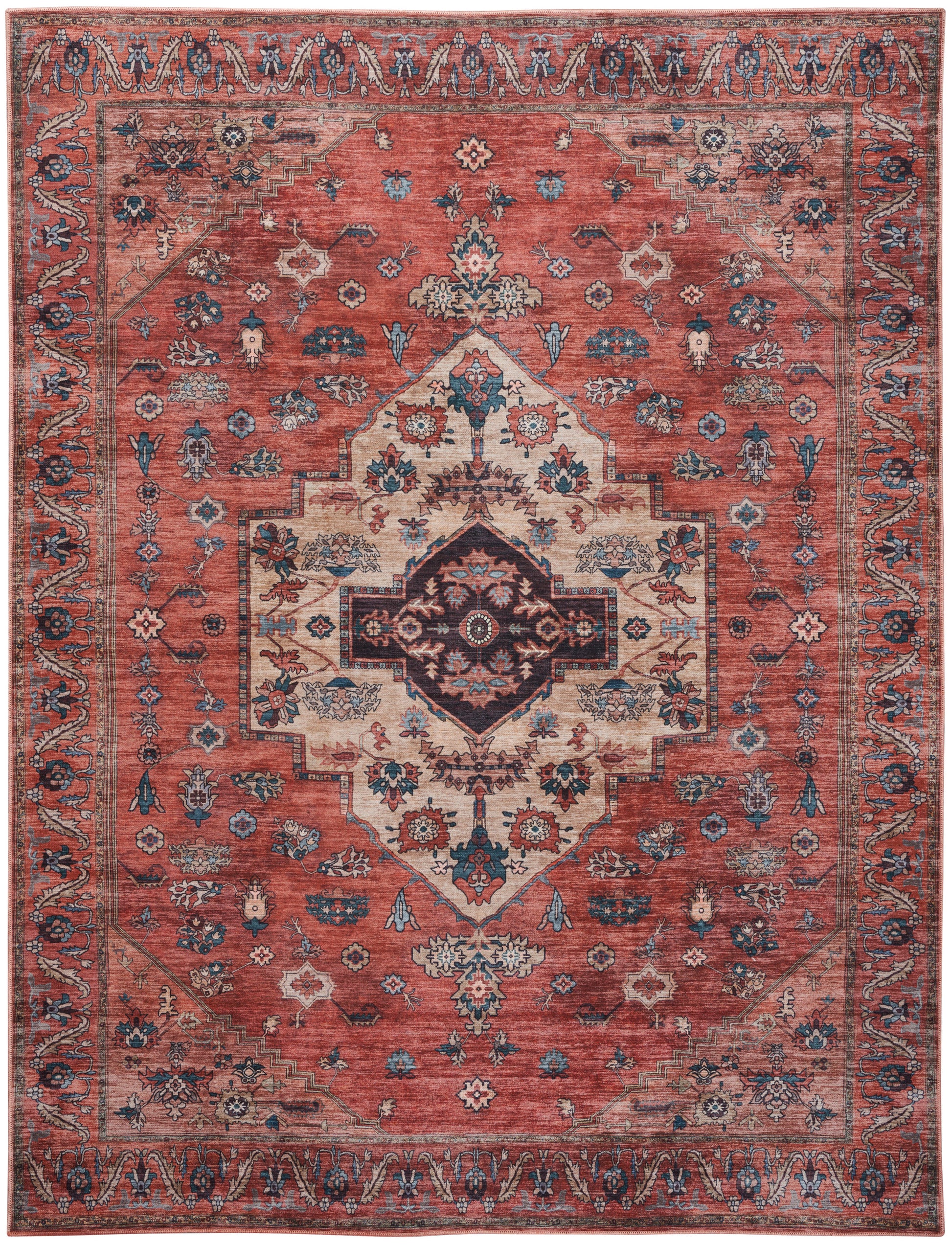 Nourison Home Grand Washables  Rust Multicolor  Traditional
