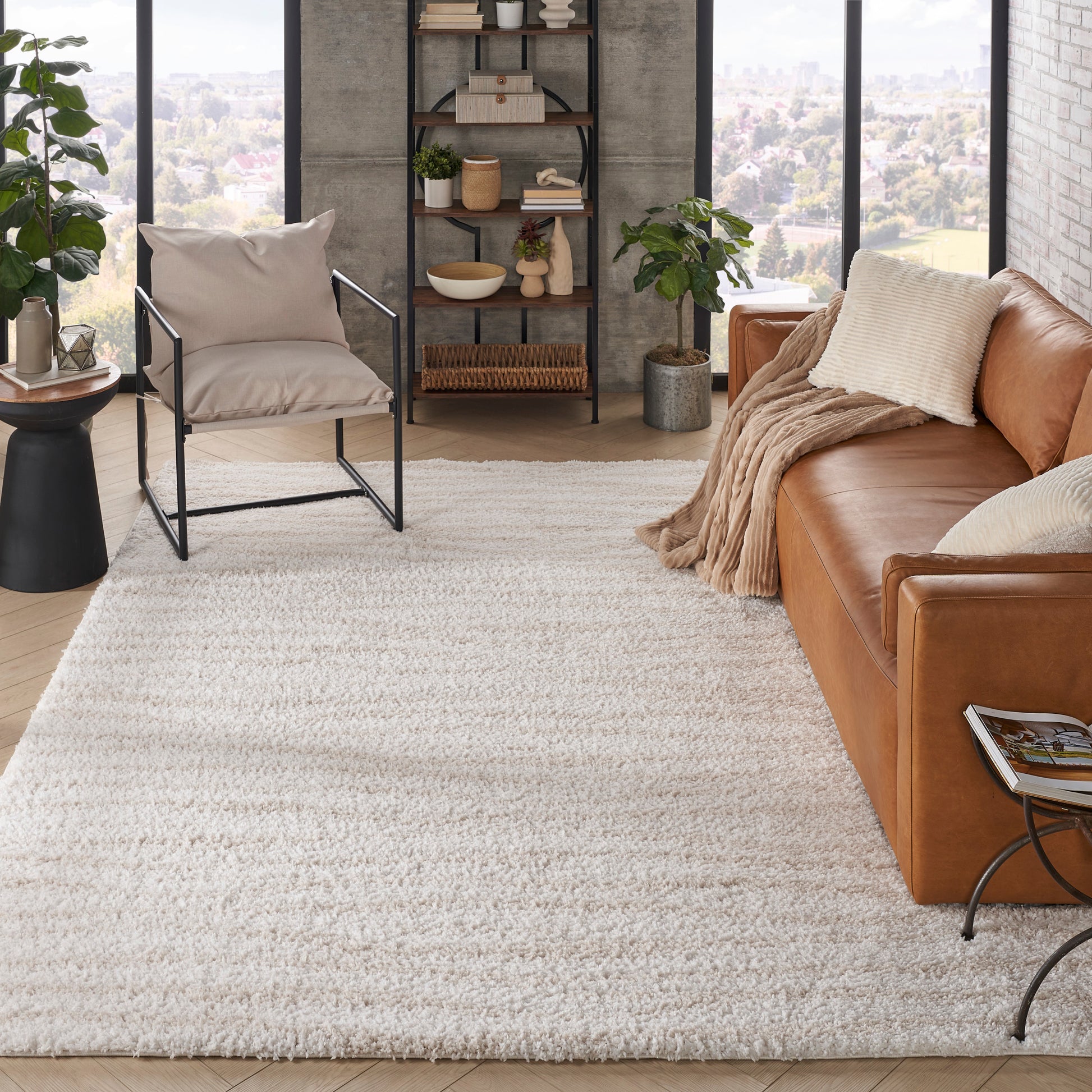 Nourison Home Modern Shag  Ivory Beige  Contemporary