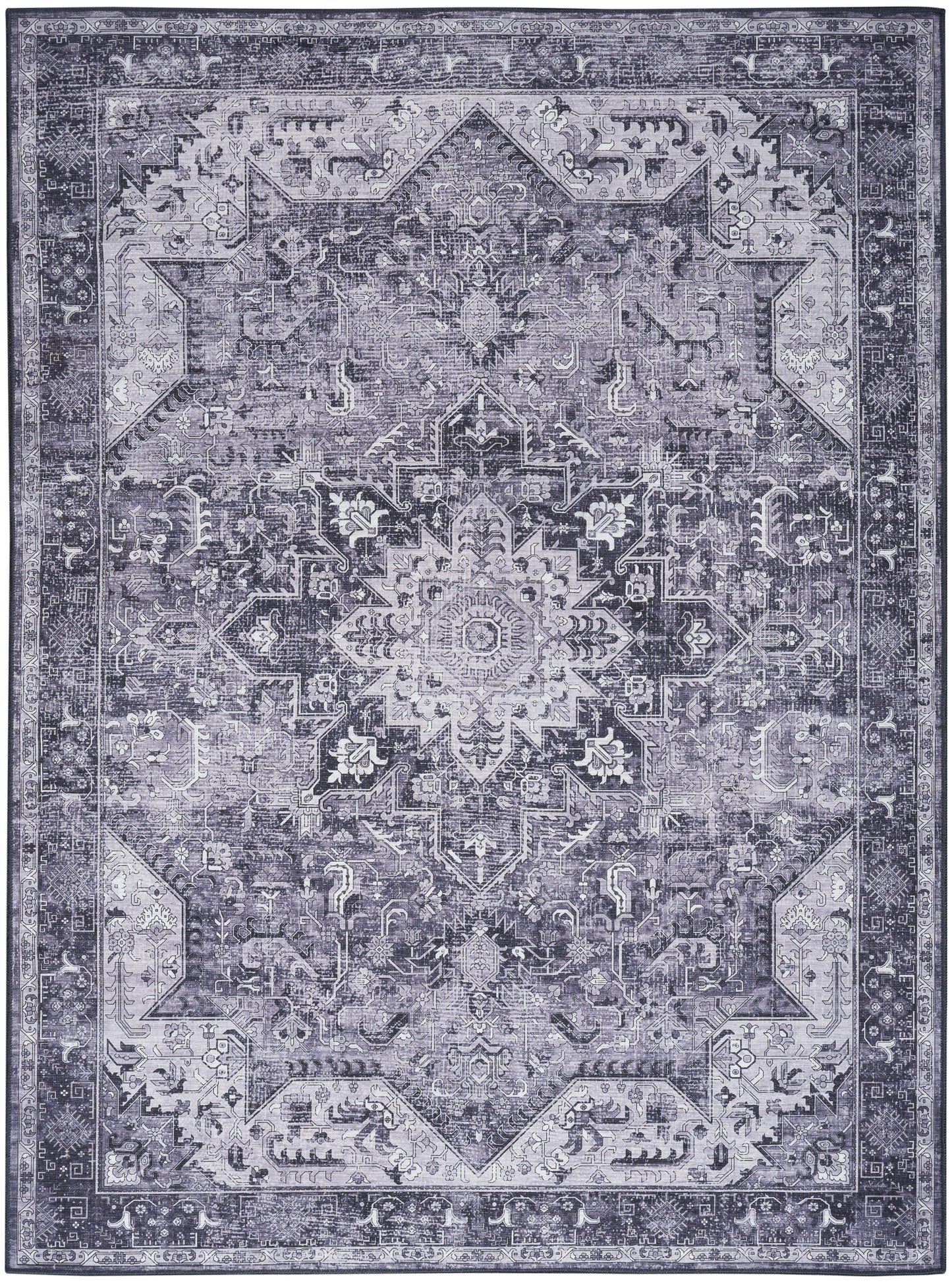 Nourison Home Nourison Washables NWB15 Charcoal Grey Traditional Power-loomed Rug
