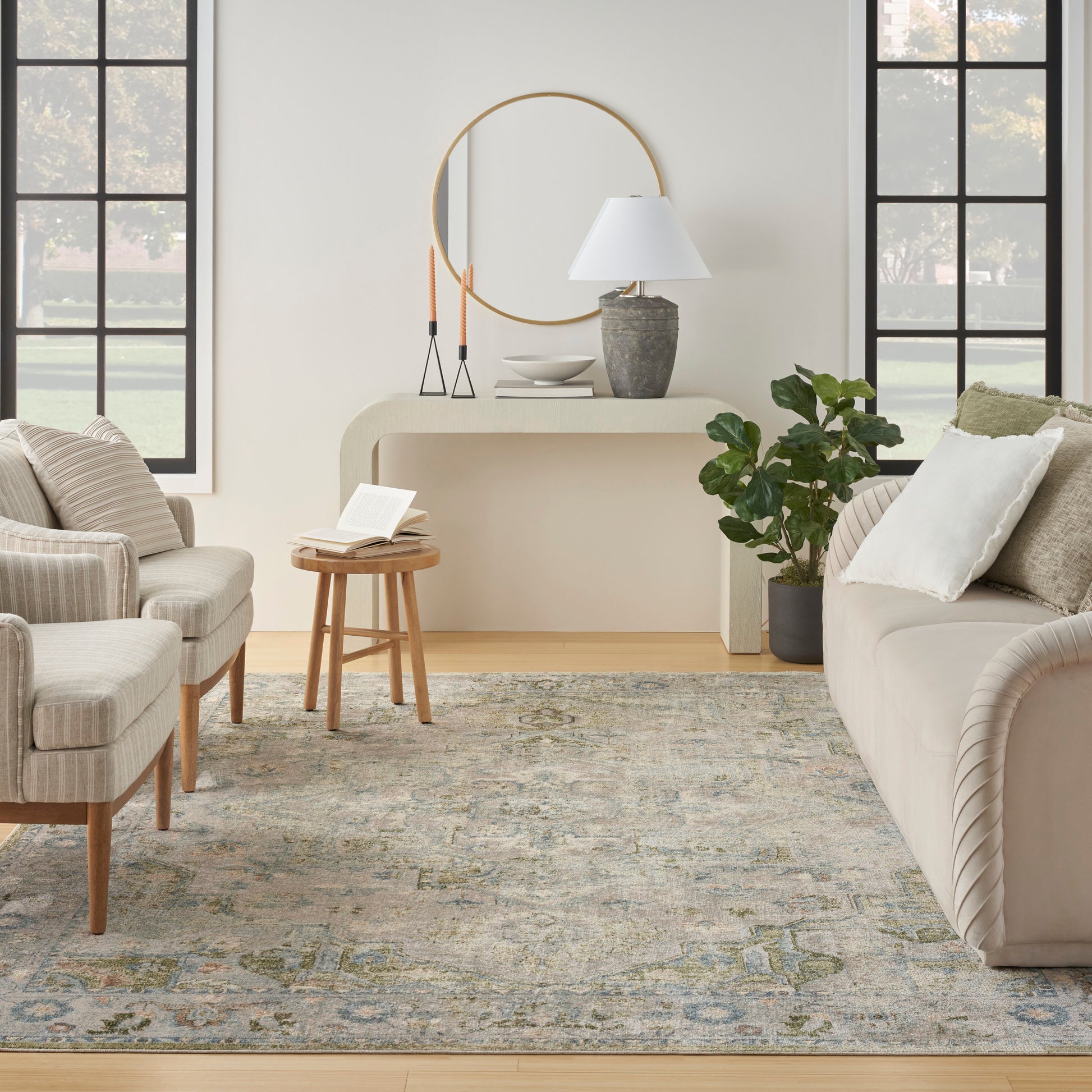 Nourison Home Astra Machine Washable  Blue Green  Traditional