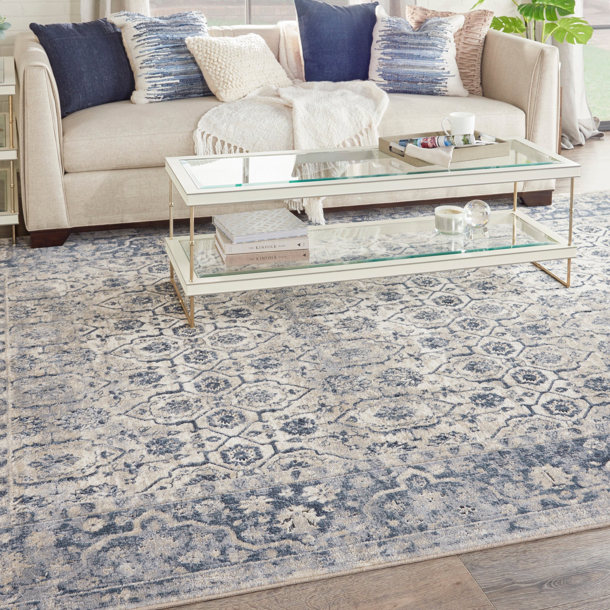 Nourison Home Malta  Ivory Blue  Traditional