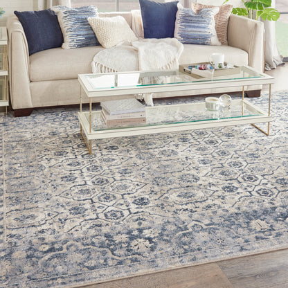Nourison Home Malta  Ivory Blue  Traditional