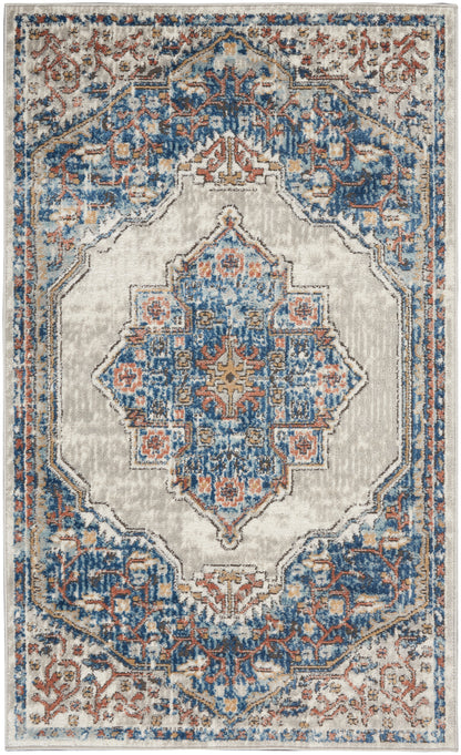 Nourison Home Quarry QUA12 Blue Grey Traditional Power-loomed Rugs