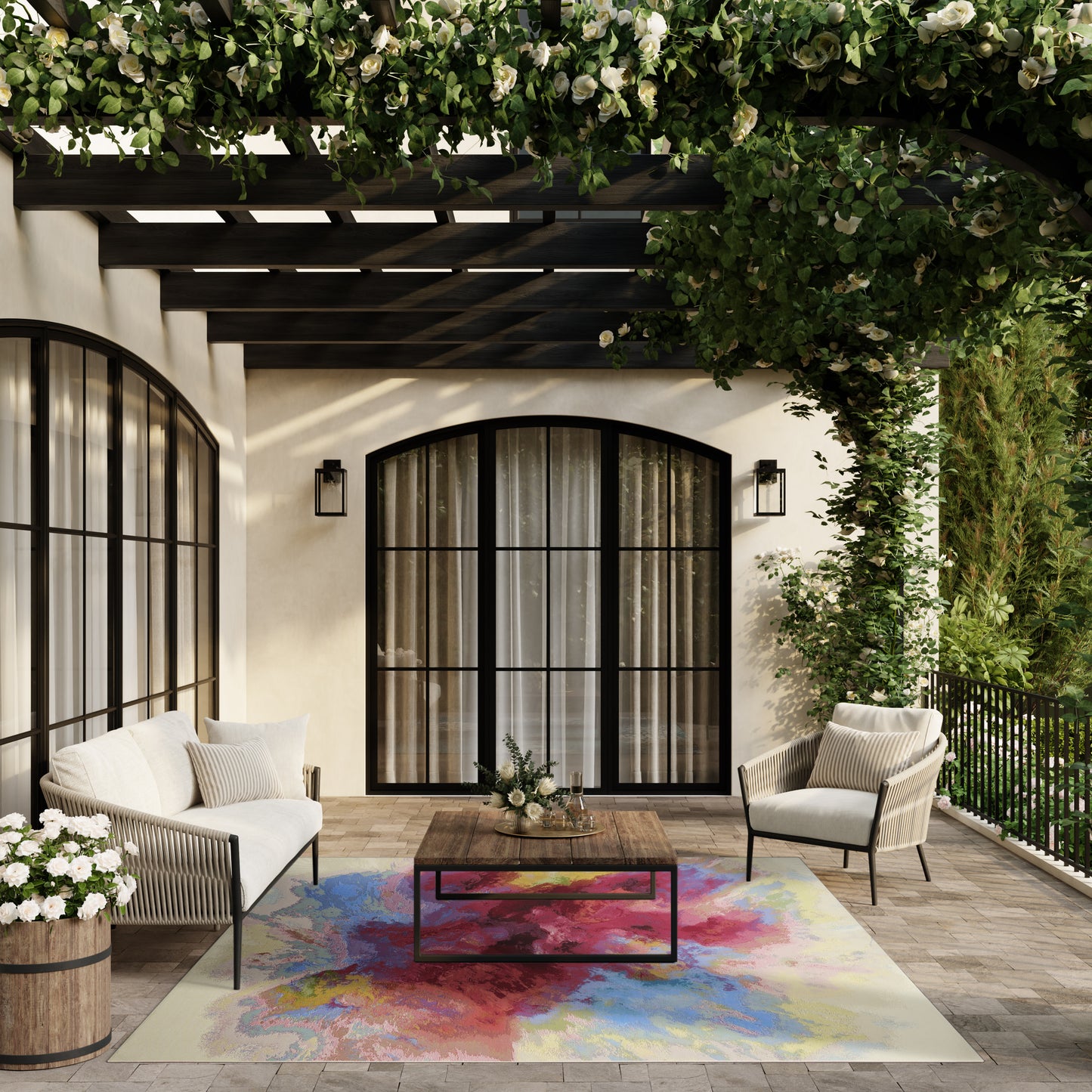 Nourison Home Color Splash  Ivory Multicolor  Contemporary